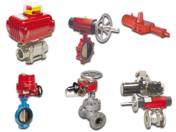 vannes pilotées électriques, vannes pilotées pneumatiques, vannes pilotées hydrauliques